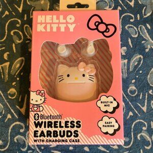 HELLO KITTY PINK AND WHITE EAR BUDS W/ CASE NEW IN BOX!